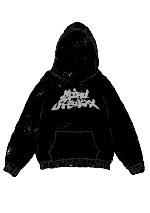 WANDER SCRIPT REFLECTIVE HOODIE (STONEWASHED BLACK)