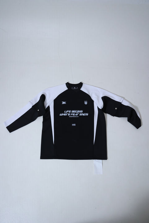 BLOCKECORE HYBRID SLAYER JERSEY (WHITE ON BLACK)