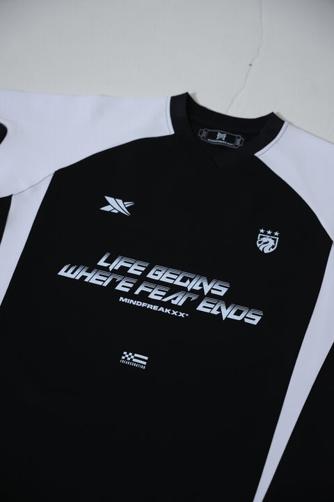 BLOCKECORE HYBRID SLAYER JERSEY (WHITE ON BLACK)