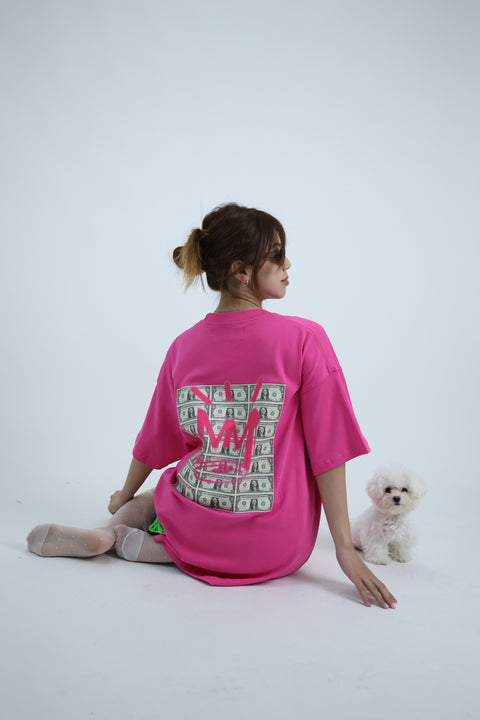 MONEYTALKS OVERSIZED TEE (HOTPINK)