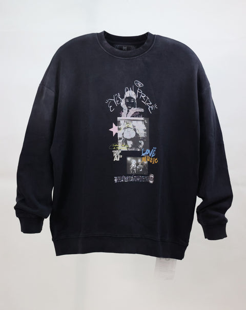 EYES ON THE PRIZE JOURNAL PULLOVER (ACID WASH BLACK)