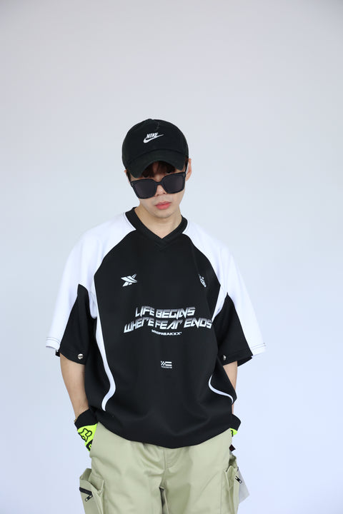 BLOCKECORE HYBRID SLAYER JERSEY (WHITE ON BLACK)