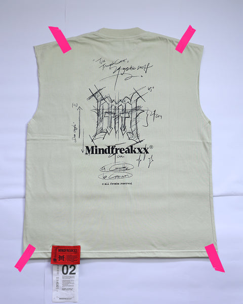 MF MANUSCRIPT SKETCH LOGO, OVERSIZED SLEEVELESS TEE (COOL GREY)