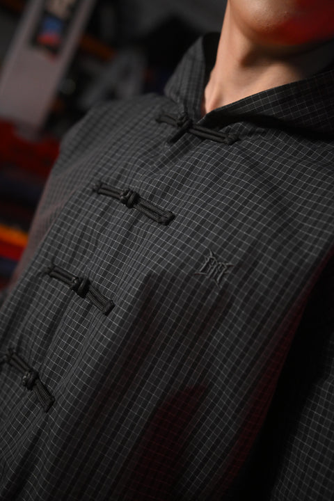 HYBRID TANG HOODED FLANNEL (GREY BLACK)